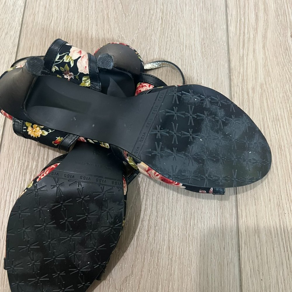 VISS open toe T-strap vintage floral kitten heels - Picture 11 of 14